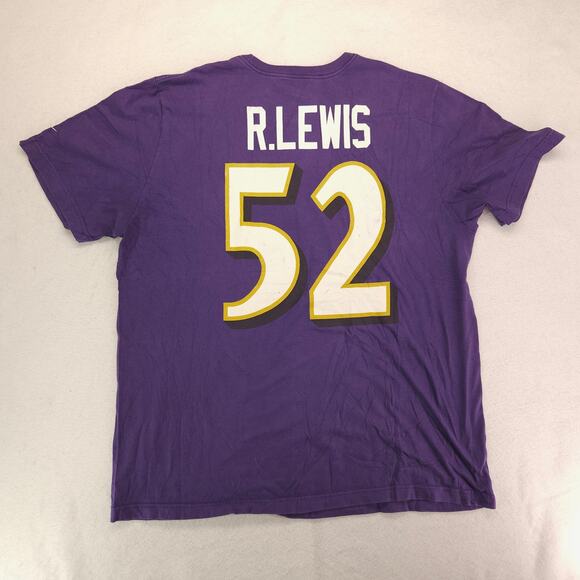 Nike Baltimore Ravens 52 R Lewis Football Graphic T Shirt Mens Size 2XL Purple - Picture 9 of 9